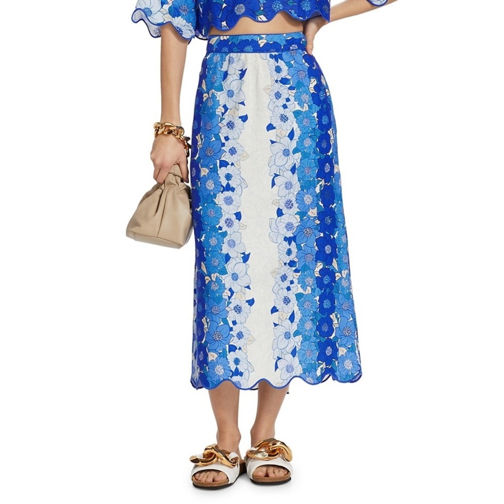 Farm Rio Flower Stripes MIDI Skirt- small